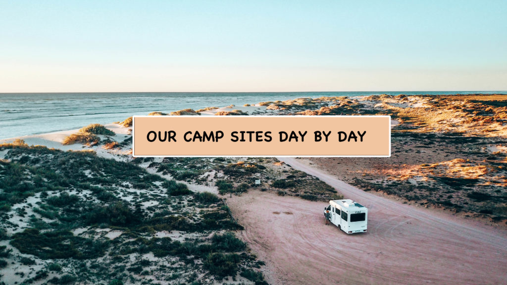 Our camp sites day by day 