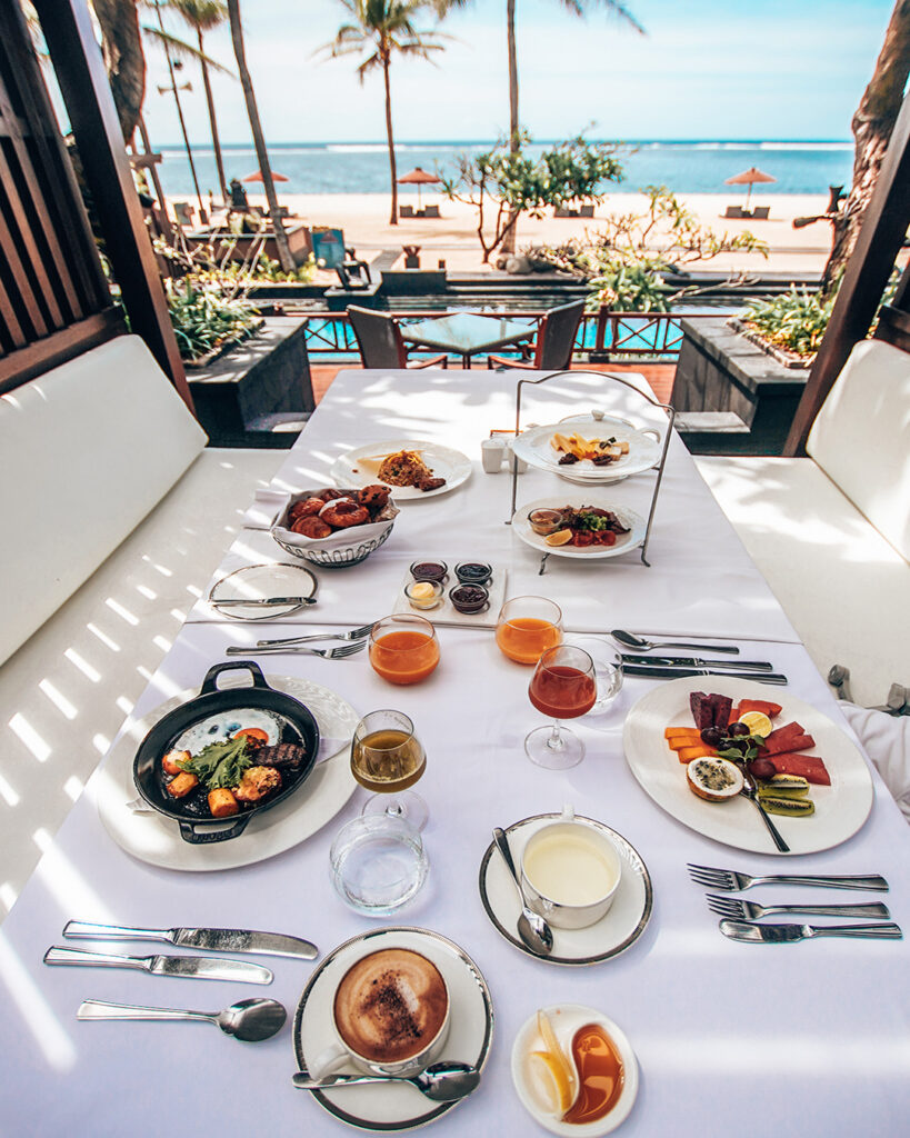 Luxury and exclusive breakfast with ocean view at the St.Regis Bali