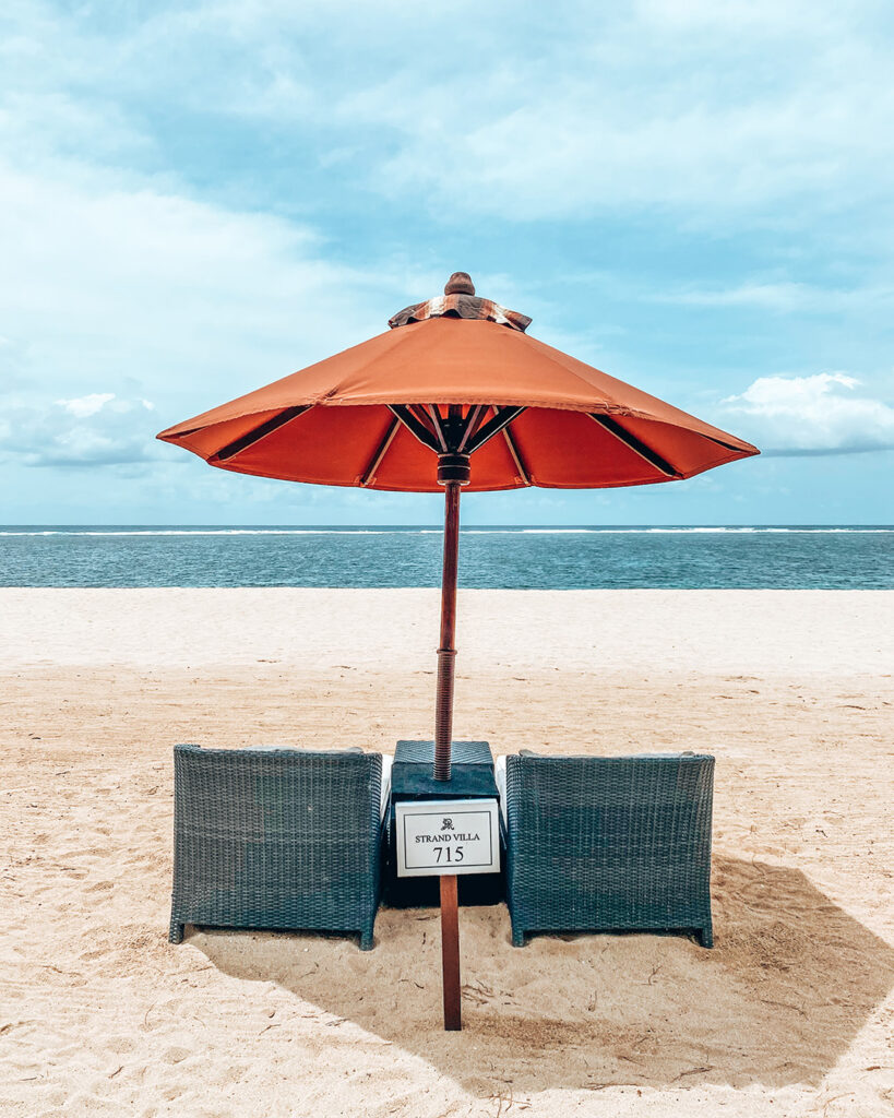 Sunbeds on the St.Regis' beach 